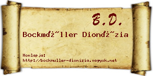 Bockmüller Dionízia névjegykártya
